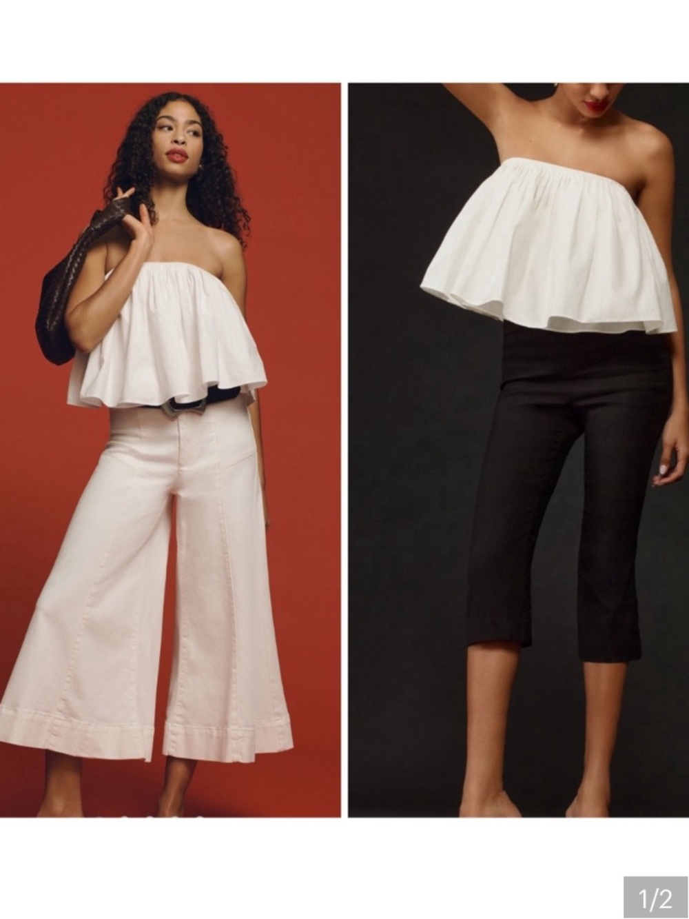 Anthropologie Sunday In Brooklyn White Strapless Swing Blouse Top XS